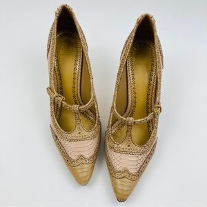 Tory Burch Y2K Spectator Wingtip, Snakeskin, Italy. GUC, cosmetic wear and tear